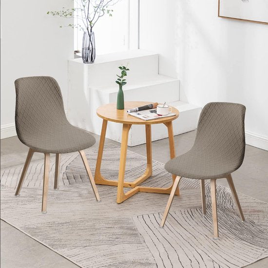 Shell Stoelhoezen Retro Stoelhoezen - Stretch Spandex Print Lounge Hoek - Stoelhoezen voor Eetkamer Keuken Feest Banket Club Home Decor (Taupe, Set van 2)
