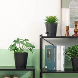 Bloempot, kunststof, met irrigatiesysteem, set van 6, zelfbewatering, met onderzetter, ronde plantenpot voor binnen en balkon, tuin, planten, vetplanten, cactussen, zwart