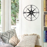 Distressed Metalen kompas wanddecoratie nautische decoratie slaapkamer woonkamer tuin kantoor wandbehang strand thema woondecoratie (zwart)