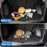 Kofferbaknet, bagagenet voor de auto, 80 x 60 cm, strekt zich uit tot 160 x 120 cm, universeel auto-net met 4 massieve haken, nylon super elastisch kofferbaknet, bagagenet