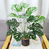 Splitphilo Kunstplant, 75 cm, monstera-plant, 18 takken in pot, echte touch, grote tropische Hawaï-groene nepplant, voor slaapkamer, kantoor, tuin, bruiloft, feest, decoratie