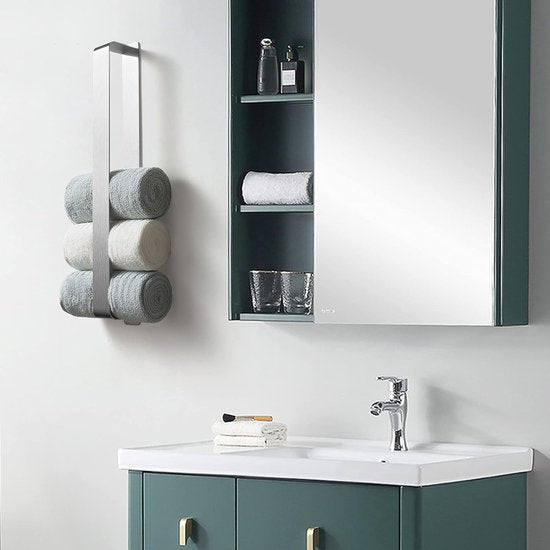 Handdoekhouder zonder boren, gastendoekhouder, zelfklevend, roestvrij staal, wandmontage, 42 cm