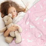 Knuffeldeken voor kinderen, meisjes, eenhoorndeken, knuffeldeken, licht in het donker, zachte woondeken, fleecedeken, roze glow in the dark deken, eenhoorn, cadeau, 150 x 130 cm
