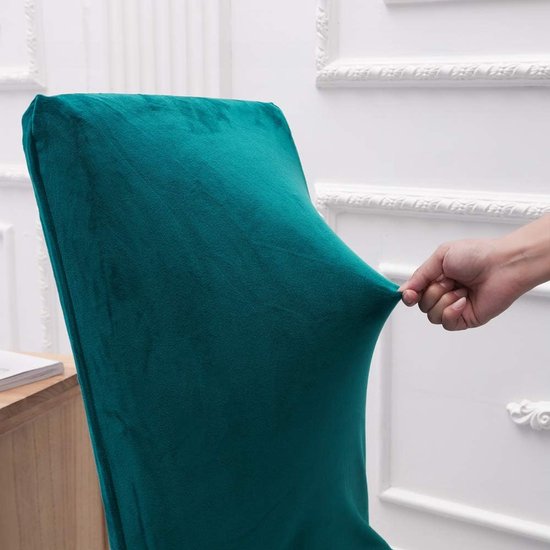BalladHome Stoelhoezen, set van 6 fluwelen stoelhoezen voor schommelstoelen, eetkamerstoelen, hoezen voor bruiloft, hotel, keuken, banket, feesten, stretch stoelhoezen (6, turquoise)