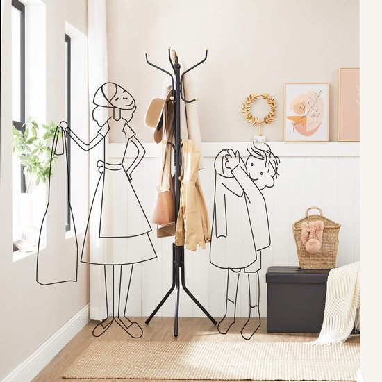 Kledingstandaard, hoogte 182 cm, standvastig, zwart/wit