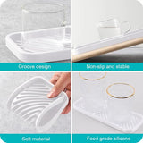 2 stuks spoelbakorganizer siliconen sponshouder sponsrek keuken witte afdruipmat slanke spoelbakorganizer badkamergootsteenplank afwassen instant droge gootsteenorganizer voor zepen, borstels