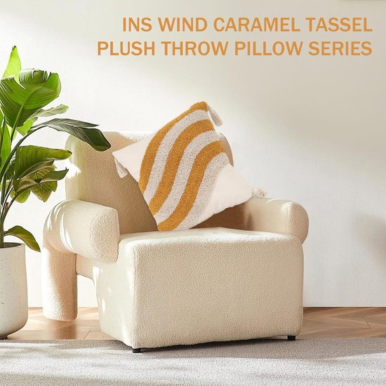 Boho Kussenhoezen, Macrame Kussenhoes met Kwastje, Decoratief Katoen Linnen Decoratief Kussen, Bankkussen voor Bank, Bank, Slaapkamer, Woonkamer, Geen Kusseninzet, 45 x 45 cm (Stijl B)