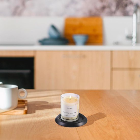 Onderzetters, 2 stuks, metaal, zwart, drankonderzetters, kaarsenhouder, kaarsenbord voor stompkaarsen, koffiekopjes, glazen, 7,5 cm kandelaar