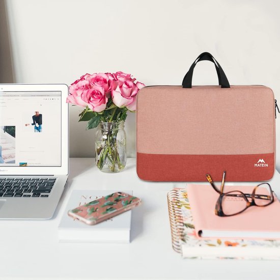 Laptoptas 15,6 inch, TSA-vriendelijke laptophoes 15/6, waterafstotende laptoptas met vakken en vakken, compatibel