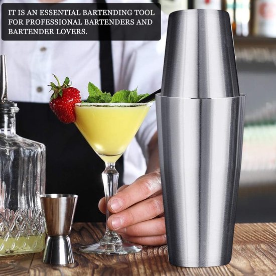 Cocktail Shaker Stainless Steel Cocktail Shaker Bar Set Boston Shaker Set Cocktail Measuring Cup 700 ml + 500 ml Capacity Shaker Cup Cocktail Set for Beginners Professional Bartender Bar