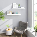 wandplank, boekenplank, planken voor decoratieve wandplanken, van MDF-hout, set van 2 hangplanken, wit, 40 x 23 x 3,8 cm, 2 stuks