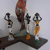 Pak van 3 Afrikaanse sculptuur, Afrikaanse decoratieve vrouwelijke figuur meisje figuur standbeeld decor huis decoratieve zwarte figuren creatieve ambachtelijke poppen ornamenten