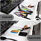 Messenorganizer voor 18 messen (antraciet), tweetraps, voor de keukenlade of vrijstaand, bestekbak, opbergsysteem keuken, lade-organizer, keuken, 39 x 14 cm