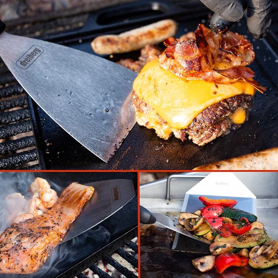 XXL roestvrijstalen barbecuespatelset - grillspatel voor Smash Burger, de perfecte plancha-spatelset voor grill-, pan- en teppanyaki-accessoires (grillspatelset)