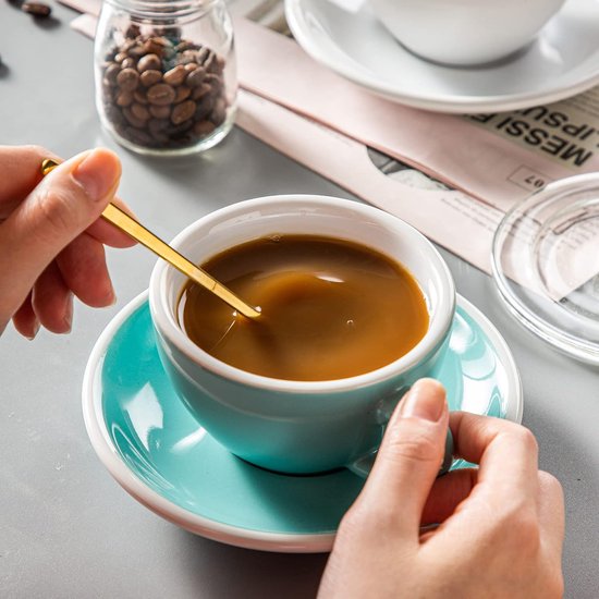 Cappuccinokopjesset, porselein, 12-delige koffiekopjes met schotels voor 6 personen, espressokopjesset