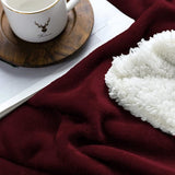 Bankdeken, knuffeldeken, 210 x 240 cm, warme Sherpa-bank, werpdeken, dikke bankdeken, bankdeken, pluizige deken voor bank, Bordeaux