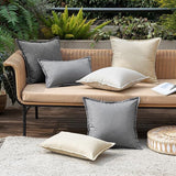 Outdoor kussen, weerbestendig, kussenovertrekken, waterdichte decoratieve kussenslopen, linnenlook, decoratief kussen voor tuin, bank, woonkamer, slaapkamer, set van 2, 50 x 50 cm, donkergrijs