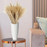 Vaasset, witte bloemenvaas set van 2, decoratieve vaas voor in de woonkamer met een dikke bodem, handgemaakte vaas van hars, geschikt voor kantoor en bruiloften met pampasgras, 28 cm en 23 cm hoog.