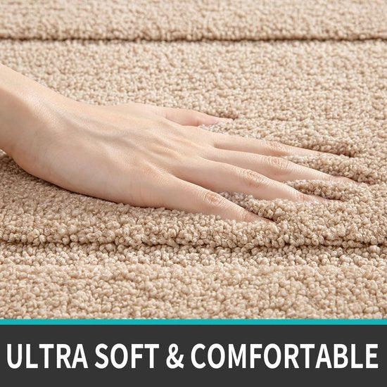 Badkamertapijt 60 x 110 cm, antislip badmat, wasbare zachte badmat, absorberende badmat van microvezel, badmatten voor bad, doucheruimte en badkamer - beige.
