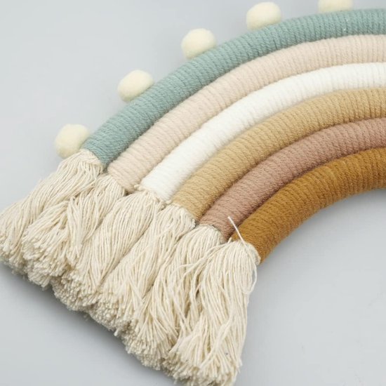 Kamerdecoratie, macramé, regenboog, wanddecoratie, handgeweven wolken, regenboog, macramé, wandtapijt, gevlochten koord, regenbooghanger in Scandinavische stijl, voor kinderslaapzaal,