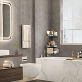 Shower Shelf No Drilling, Shower Shelf Corner Bathroom Accessories with 4 Hooks, Aluminium Shower Shelf, Bathroom Shelf, No Drilling for Kitchen, Bathroom, Shower Basket for Hanging, Pack of 2