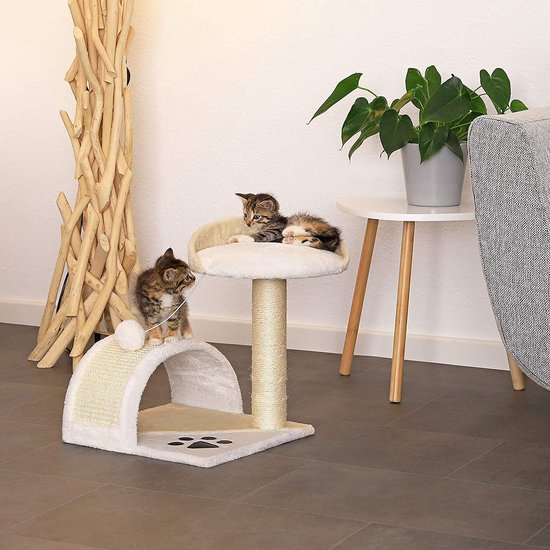 Krabpaal, klimboom, kattenkrabpaal, hoogte 43 cm, beige/wit