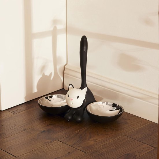 Kattenbak van roestvrij staal en thermoplastische hars, zwart, 32 cm