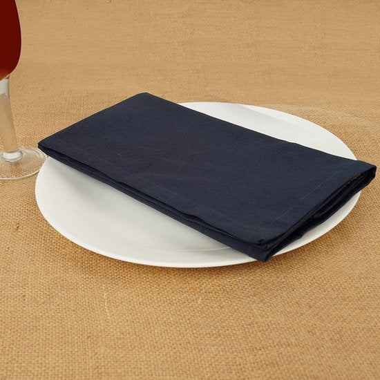 Set van 4 extra grote servetten van 100% katoen, 45 x 45 cm, marineblauw - zware stof voor dagelijks gebruik met verstekhoeken