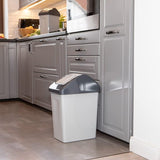 Afvalemmer Swing 25 l met klapdeksel in grijze kleur, universeel, BPA-vrije kunststof PP, 25 liter