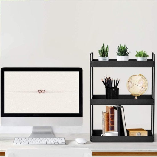 3 Tier staande rekken keuken onderkast plank douche plank badkamer werkblad organizer Vanity Tray cosmetica & make-up opslag kruidenrek, zwart