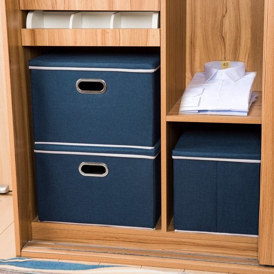 Opvouwbare opbergkubussen met deksel [Pack van 1] Opvouwbare stoffen opbergdozen Organizer Containermanden met deksel voor thuis (45x30x30cm)