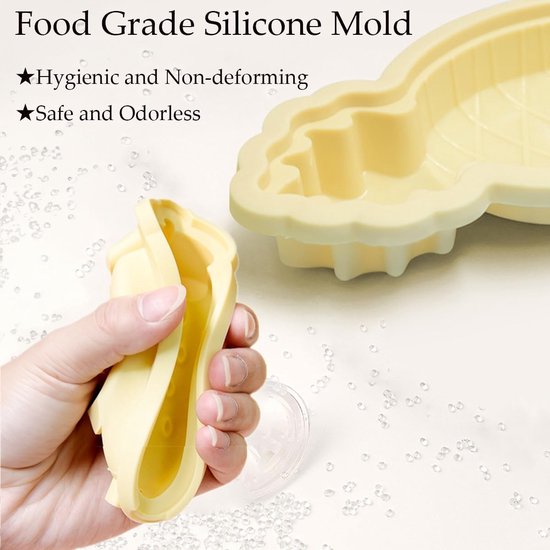 Set van 6 siliconen ijsvormpjes, stapelbare ijsvormpjes, diverse kleuren, ijsvormpjes, set BPA-vrije ijsvormpjes met deksel, ijsvormpjes (3 ananas + 3 aardbei)