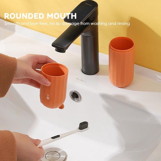 Tandenborsteletui voor kinderen, 2 stuks, reisetui, draagbare tandenborstelopbergetui, geschikt voor thuis, reizen, camping, zakenreis, 20 x 5,5 cm, oranje + groen, diepblauw + lichtblauw