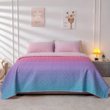 Roze gewatteerde deken, eenpersoons spreien, gradiënt blauw roze beddengoed sets voor meisjes, hartvormige deken het hele seizoen voor tienermeisjes en vrouwen, 150x200 cm