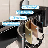 40 cm keukenhouder met 6 afneembare haken, aluminium messenhouder en potdekselhouder - keukenhulplijst - zwart