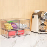 Set van 2 stapelbare cosmetische organisatoren, opberglades, badkamerorganizer van acryl, transparante doos voor opslag van nagellak, wastafel, keukenkasten, voorraadkast