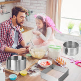 3 stuks taartringen, verstelbare set, bakframe, rechthoekig verstelbaar, taartbodemsnijhulp, taartvormset voor bakken en voor het bereiden van taarten, voor bakken, gelaagde taarten