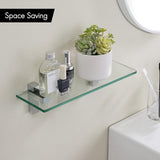 Doucheplank, glasplank, badkamer, doucheplank, 8 mm, hardglas, badkamer, wandrek, rek, douche, glazen plank met plankdrager, 35 cm, hangende wandmontage, gepolijst chroom