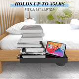 Inklapbaar nachtkastje, bedplank stapelbedrek voor studentenhuis, bedplank voor kinderen, met bekerhouder haken, 28,5 x 42 cm, zwart