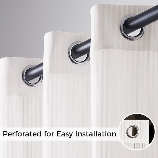 Gordijnen met ingestanste ringen, transparante gordijnen, voor slaapkamer, woonkamergordijn, 225 cm lang, overgordijnen, gordijnen met inslagringen, 140 cm breed