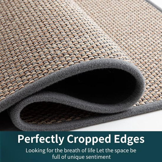 Keukentapijt wasbaar antisliptapijt loper jute imitatieweefsel keukenmat keukenloper vuilvangmat keuken- en eetkamerset natuurrubber achterkant 44 x 75 + 44 x 120 cm