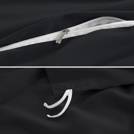 Beddengoed 240 x 260 cm, 3-delig zwart - dekbedovertrek 240 x 260 cm met kussenslopen 40 x 75 cm, beddengoedsets 260 x 240 cm, van microvezel met ritssluiting, zacht en strijkvrij
