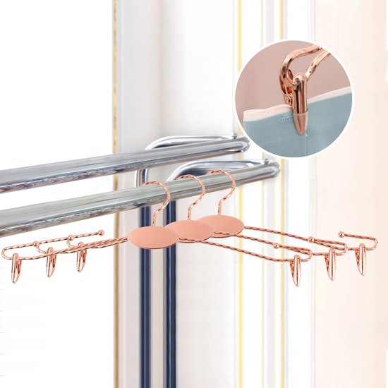 Pack of 20 Rose Gold Underwear Hangers Metal Bra Display Hangers Non-Slip Hangers with Clips Durable Home Panty Racks Home Drying Hanger for Socks, Trousers