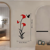 Muurtattoo Bloem 3D DIY-muursticker voor woonkamer muursticker voor slaapkamer wanddecoratie voor bankachtergrond TV-muurachtergrond (59 x 31 in, rood)