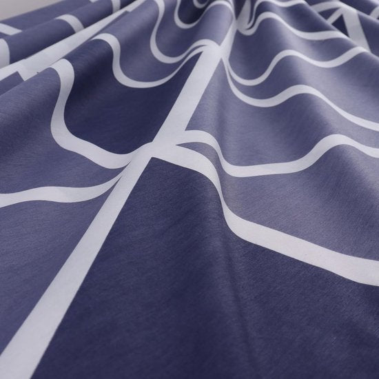 Beddengoed 240x220 3-delig blauw - 80% katoen en 20% polyester, 1x dekbedovertrek met ritssluiting + 2x kussenslopen 65x65 met envelopsluiting, streepmodel.