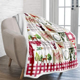 Kerstknuffeldeken 150x200 Sherpa-deken rode eland fleecedeken omkeerbare bankdeken bankdeken zachte warme deken als kerstcadeau voor slaapbank