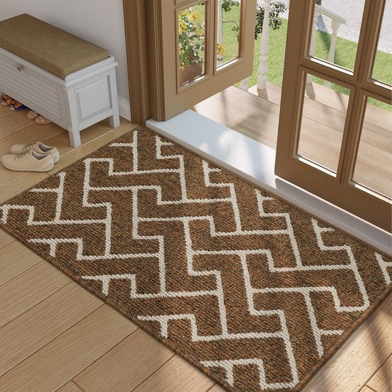 binnendeurmat, waterdichte deurmat, vuilvangmat, antislip binnendeurmat (bruin, 60 x 90 cm)