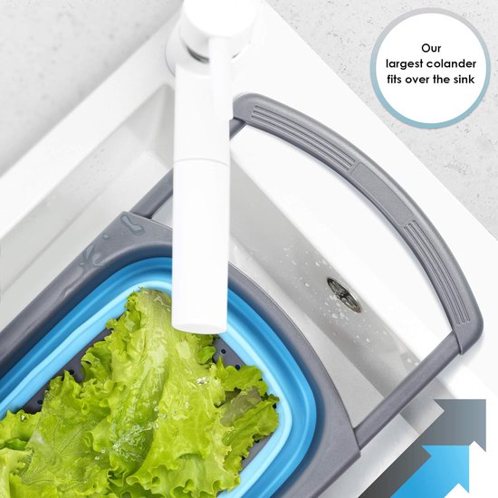 3 stuks opvouwbare siliconen zeef, afdruipzeef, 3 maten - antislip, ruimtebesparend en BPA-vrij - camper, outdoor en reizen