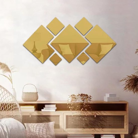 Je ontvangt 7 stuks spiegelstickers, de gecombineerde grootte is ongeveer 80 x 55 cm