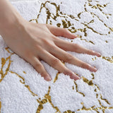 Badmat antislip wasbaar badmat, wit badkamertapijt, goud decoratief home tapijt luxe badkameraccessoires, zachte microvezel absorberend badmat voor badkamer badkuip, 60 x 120 cm